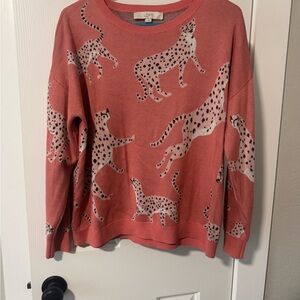 LOFT Coral Animal Print Sweater